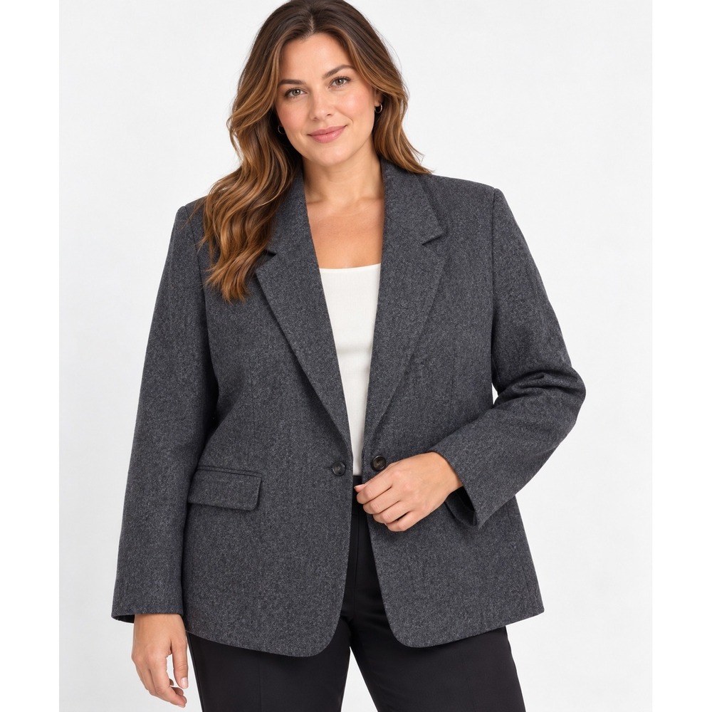 Pendleton Wool Blazer Charcoal Grey 100% Virgin Wool Made in USA Women 14W